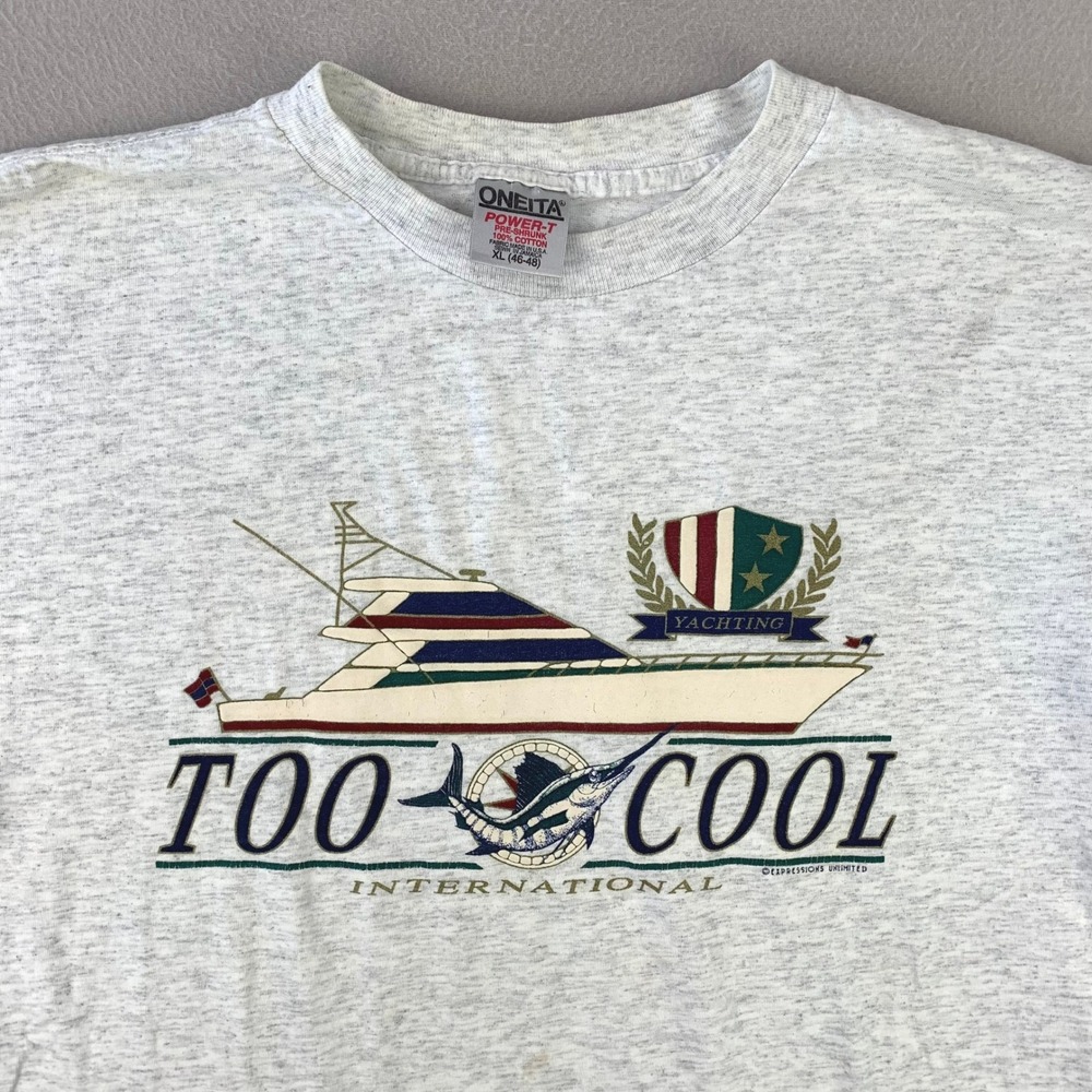 Vintage‎ Yachting Graphic T-Shirt Adult XL Too Cool Nautical Heavy Tee Y2K